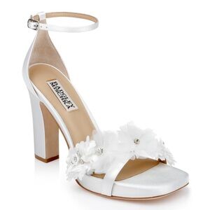 BADGLEY MISCHKA ‘Joanna’ Floral Ankle Strap Block Heel Size 7.5